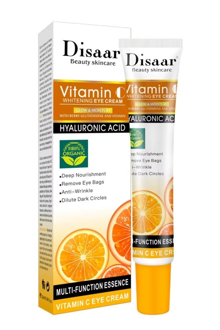 Disaar Vitamin С Whitening Eye Cream Anti Wrinkle Dark Circles Hyaluronic Acid Anti Ageing Whitening Cream Eye Bags Removal Deep Nourishment Whitening Eye Cream Multi Function Essence 25ml - Image 1