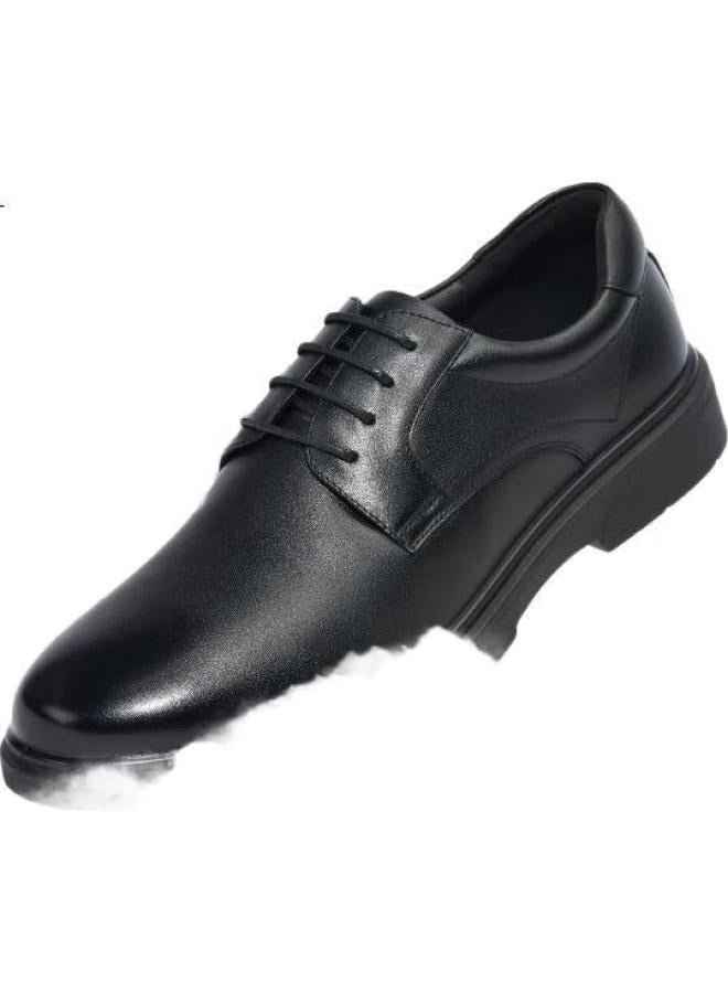 JD.com Jd Jingzao Men'S Leather Shoes, Lace-Up Glossy Derby Shoes, Top-Grain Leather Formal Shoes, Casual Wedding Shoes, Interview Shoes, Black, Size 44 - Image 2