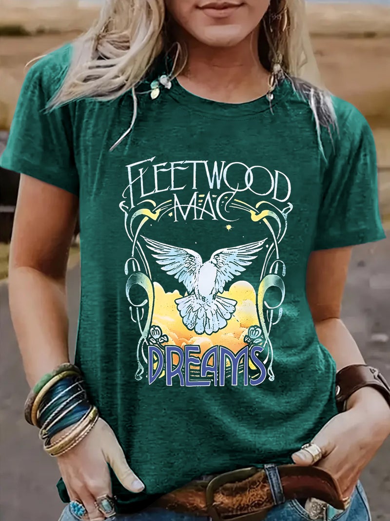 Summer Women'S Pigeon Pattern Round Neck Short Sleeve Leisure Fashion Explosion T-Shirt E-Commerce - Image 1