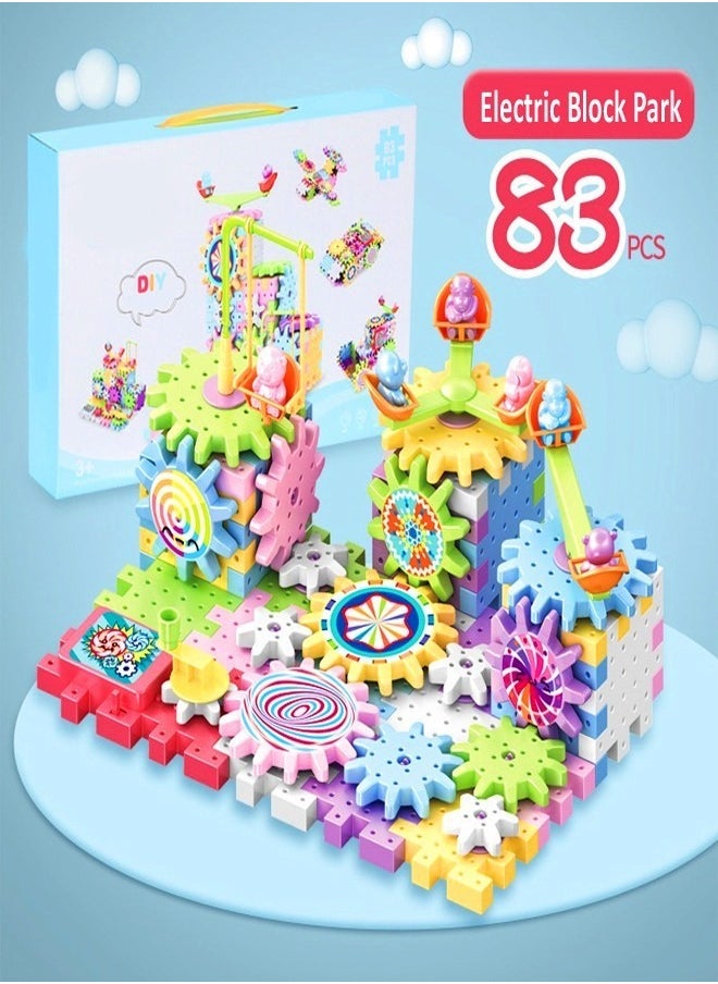 83-Pieces Electric Building Blocks Gear Toys Educational Toddler Toy Kit Construction Toys 36x6x22 cm  - Image 1