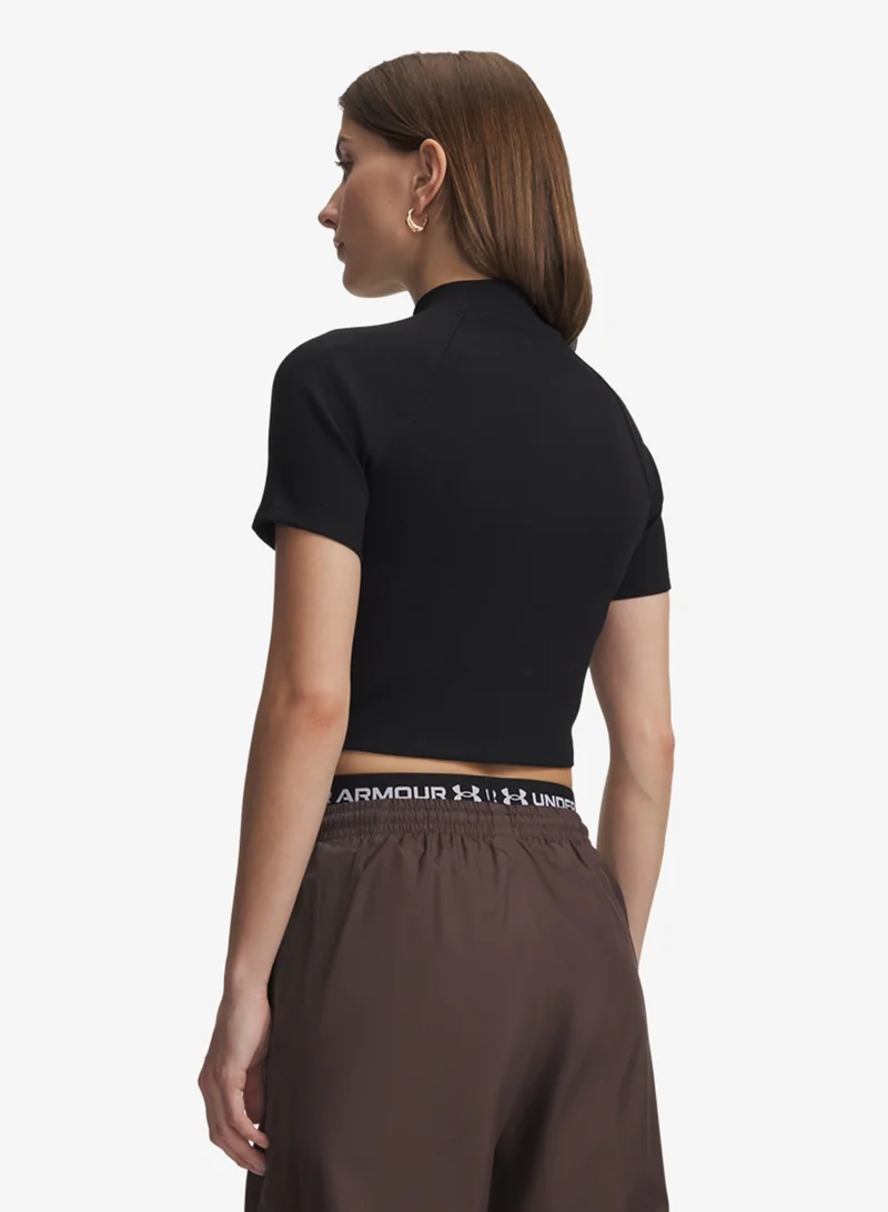 Under Armour Ultimate Black /  / White Rival Rib Mock Neck T-Shirt for Women | Best Price UAE