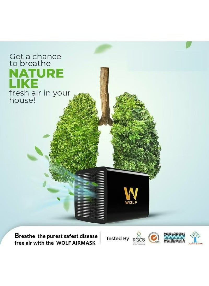 Wolf - Airmask One, Powerful Air Purifier, Government Lab Certified Removal of 99.9% Virus, Bacteria, Pathogens, Allergens & Pollutants, Air Quality Similar to Pollution Free Holiday Destinations WA-1000 - Image 1