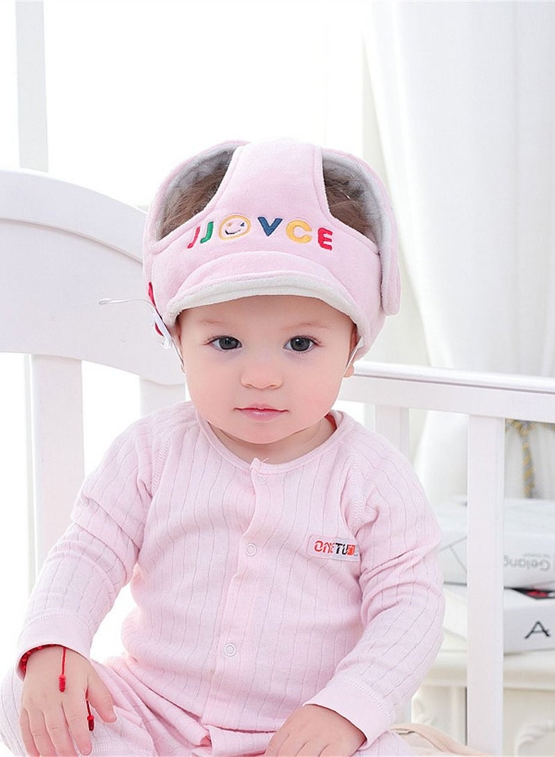 Loquat Baby Toddler Cap Helmet Head Protection Fashion Flannelette Size Adjustable Pink 58cm  - Image 1