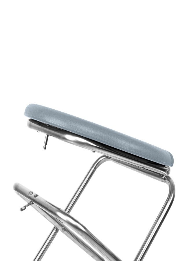 NEOSAFE Premium Folding Stainless Steel Shower Bathing Room Mobile Commode Stool Indian Toilet Seat For Elderly Disabled man And Pregant Women Support Safe Chair Anti Slip - Image 3