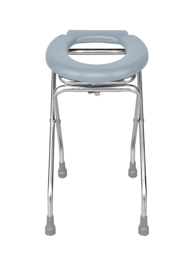 NEOSAFE Premium Folding Stainless Steel Shower Bathing Room Mobile Commode Stool Indian Toilet Seat For Elderly Disabled man And Pregant Women Support Safe Chair Anti Slip - Image 5