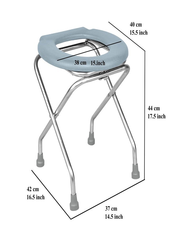 NEOSAFE Premium Folding Stainless Steel Shower Bathing Room Mobile Commode Stool Indian Toilet Seat For Elderly Disabled man And Pregant Women Support Safe Chair Anti Slip - Image 2