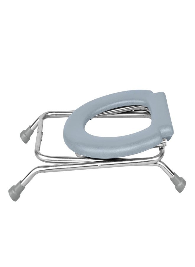 NEOSAFE Premium Folding Stainless Steel Shower Bathing Room Mobile Commode Stool Indian Toilet Seat For Elderly Disabled man And Pregant Women Support Safe Chair Anti Slip - Image 4