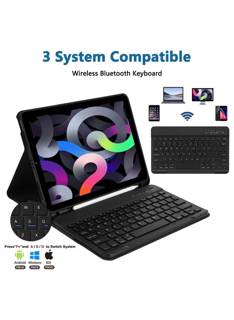 حافظة لوحة مفاتيح ذكية لجهاز iPad Air الجيل الخامس 10.9 2022، لوحة مفاتيح لاسلكية قابلة للفصل مع حامل قلم، حافظة لوحة مفاتيح لجهاز iPad Air الجيل الخامس 2022/الجيل الرابع 2020 10.9 بوصة - Image 2
