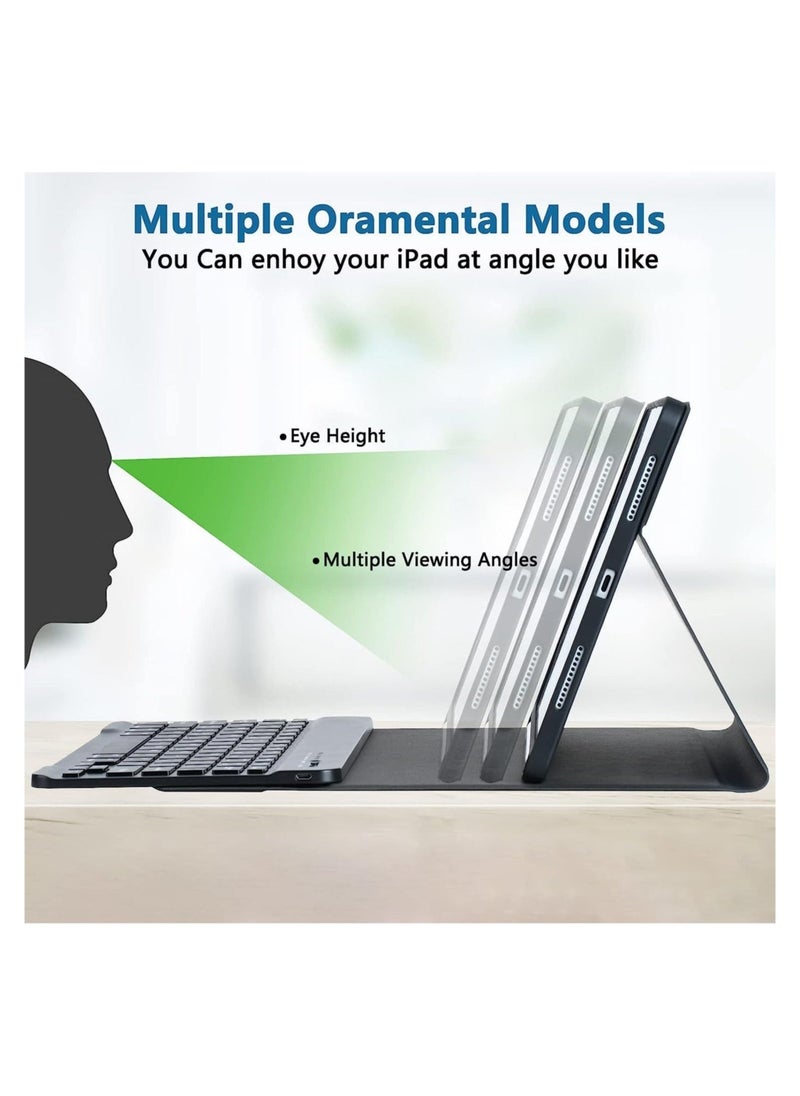 حافظة لوحة مفاتيح ذكية لجهاز iPad Air الجيل الخامس 10.9 2022، لوحة مفاتيح لاسلكية قابلة للفصل مع حامل قلم، حافظة لوحة مفاتيح لجهاز iPad Air الجيل الخامس 2022/الجيل الرابع 2020 10.9 بوصة - Image 4