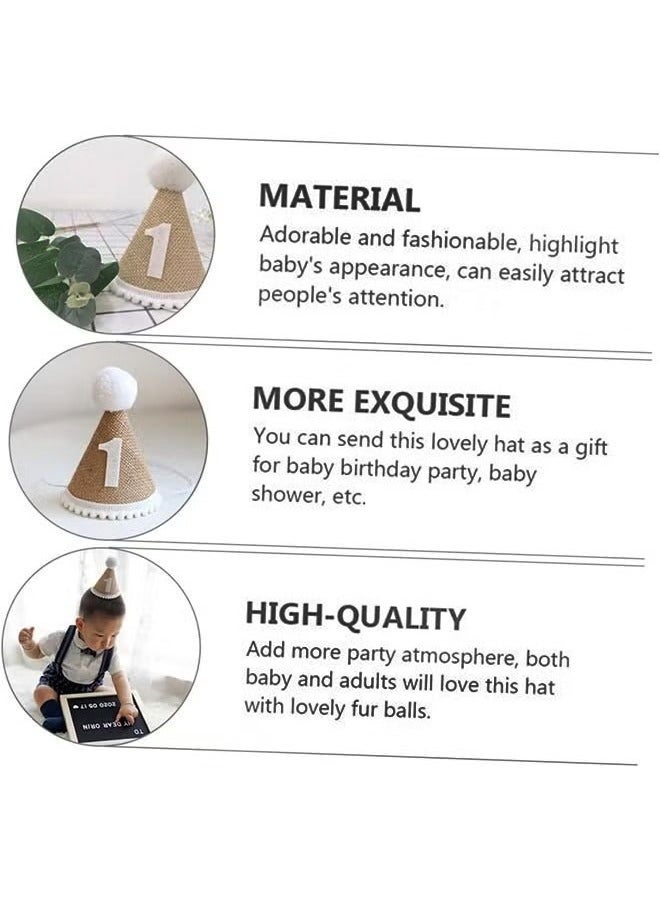 Soft Linen 1st Birthday Party Hat with 1st Birthday Candle Adjustable Headband for Baby Boys Girls Pet Cute Cone Design for Birthday Celebrations  Decor Must Have 1st Birthday Supplies - Image 4