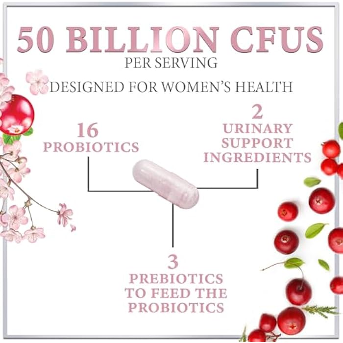 Hello Lovely! Probiotics for Women Digestive Health Support - 16 Strains Women's Vaginal Probiotic with Prebiotics, Cranberry, PH, Immune Support, Urinary, & Feminine Health Support - USA Bottled - 120 Capsules - Image 3