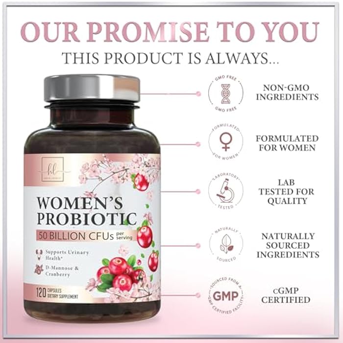 Hello Lovely! Probiotics for Women Digestive Health Support - 16 Strains Women's Vaginal Probiotic with Prebiotics, Cranberry, PH, Immune Support, Urinary, & Feminine Health Support - USA Bottled - 120 Capsules - Image 4