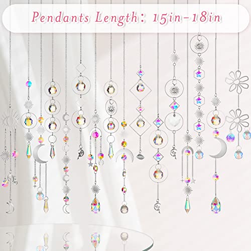 Ysleen 16 Pcs Crystals Suncatcher Colorful Hanging Sun Catcher for Window with Chain Pendant Ornament Prism for Garden Wedding Party Indoor Outdoor Decoration GiftSilver - Image 3
