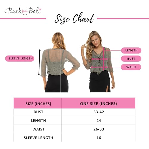 Back From Bali Womens Sheer Shrug Cardigan Sweater Ruffle Lightweight Knit Light Pink One Size - Image 3