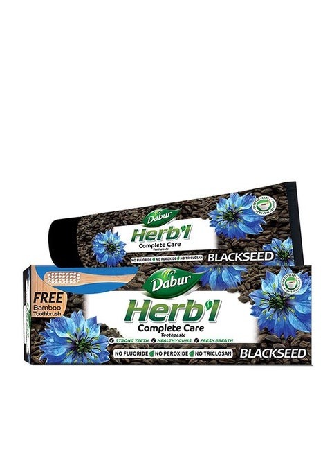 Dabur Herbal Blackseed Complete Care Toothpaste | Enriched with Blackseed | For Healthy Gums And Strong Teeth - 150g + Bamboo Toothbrush