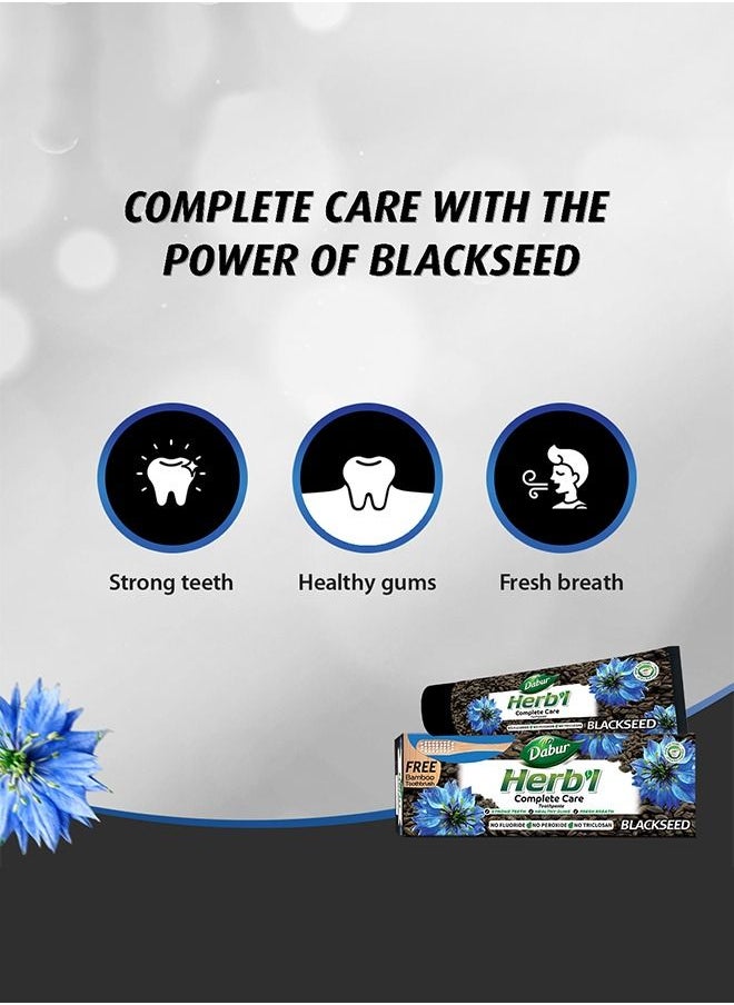 Dabur Herbal Blackseed Complete Care Toothpaste | Enriched with Blackseed | For Healthy Gums And Strong Teeth - 150g + Bamboo Toothbrush