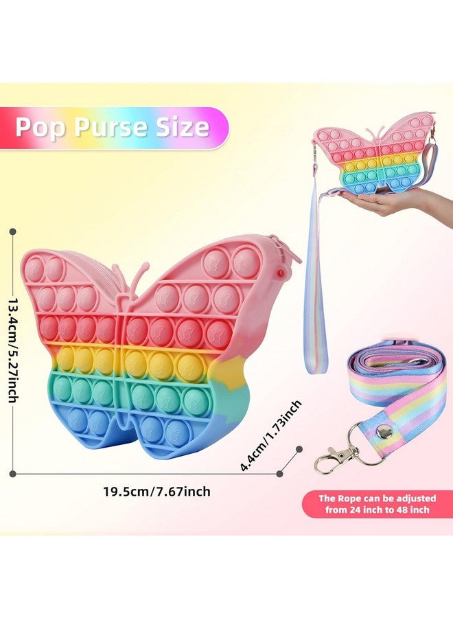 Napp Mall Crossbody Popit Bag for Kids, Pop It Bag for Girls, Pop It Fidget Toy Shoulder Bag, Fidget Purse for Kids Stress Relief Toys, Multicolor (Butterfly) - Image 2