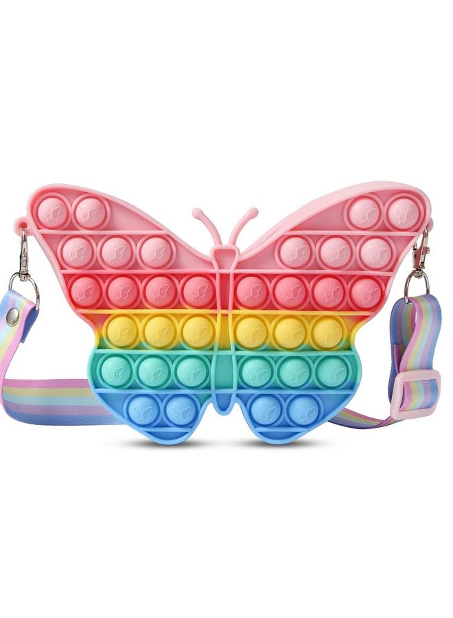 Napp Mall Crossbody Popit Bag for Kids, Pop It Bag for Girls, Pop It Fidget Toy Shoulder Bag, Fidget Purse for Kids Stress Relief Toys, Multicolor (Butterfly) - Image 1