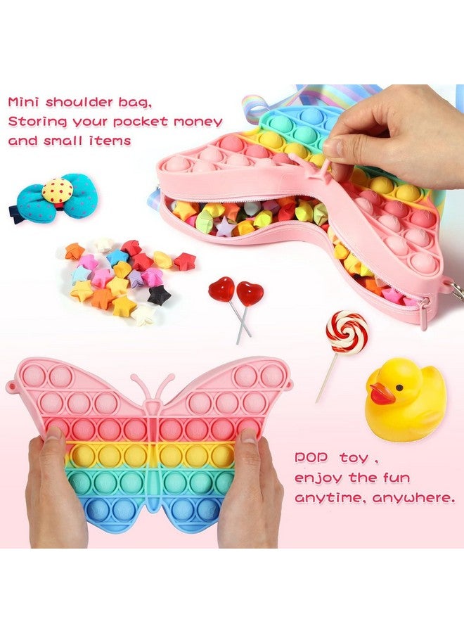 Napp Mall Crossbody Popit Bag for Kids, Pop It Bag for Girls, Pop It Fidget Toy Shoulder Bag, Fidget Purse for Kids Stress Relief Toys, Multicolor (Butterfly) - Image 3