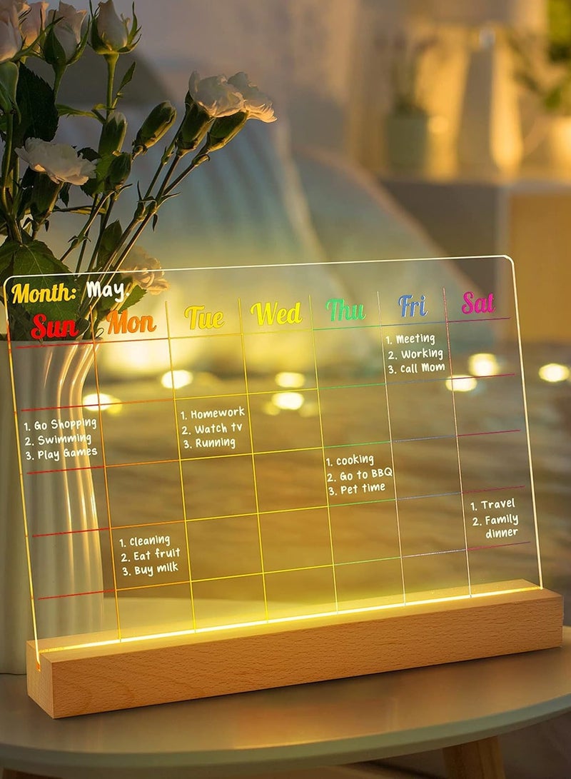 لوحة ملاحظات LED ملونة، 30×20 سم، مزودة بقاعدة خشبية، لوحة مسح ضوئي أكريليكية مضيئة، لوحة رسم LED للأطفال، 7 أقلام - Image 2