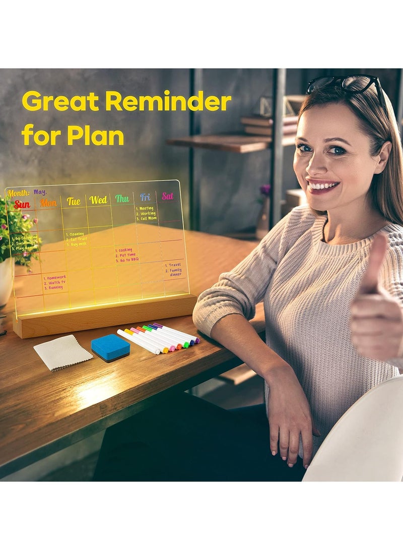 لوحة ملاحظات LED ملونة، 30×20 سم، مزودة بقاعدة خشبية، لوحة مسح ضوئي أكريليكية مضيئة، لوحة رسم LED للأطفال، 7 أقلام - Image 4