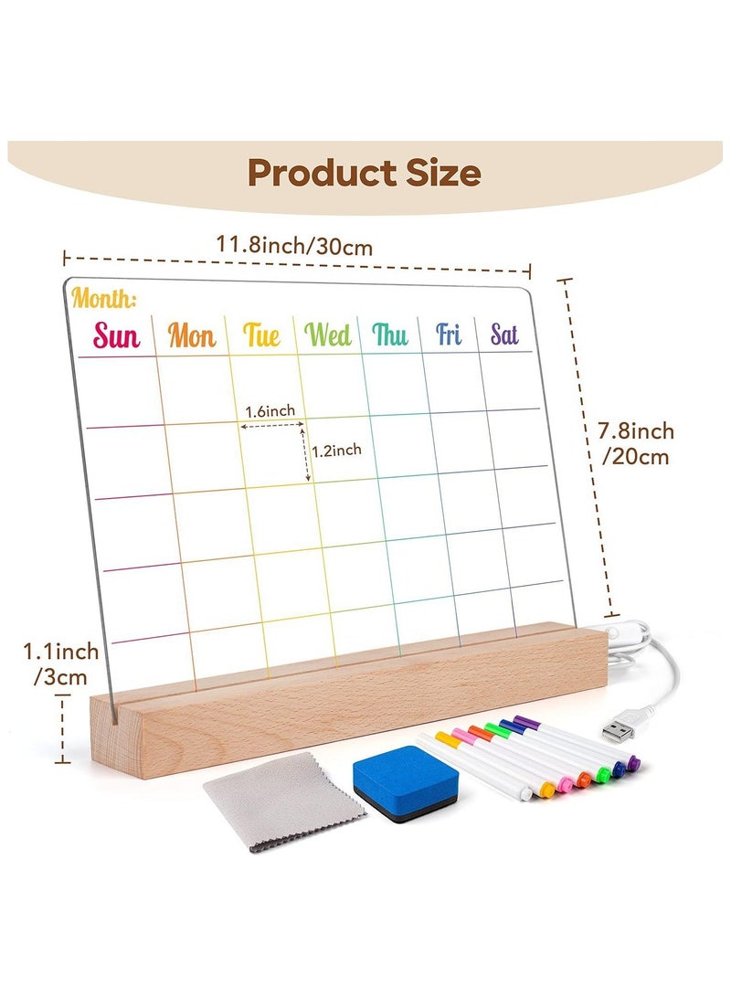 لوحة ملاحظات LED ملونة، 30×20 سم، مزودة بقاعدة خشبية، لوحة مسح ضوئي أكريليكية مضيئة، لوحة رسم LED للأطفال، 7 أقلام - Image 5