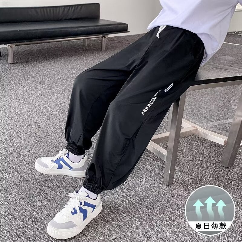 Boys' Pants Thin Ice Silk Quick-Drying Pants Children'S Anti-Mosquito Pants Big Children'S Casual Sports Trendy Trousers - Image 1