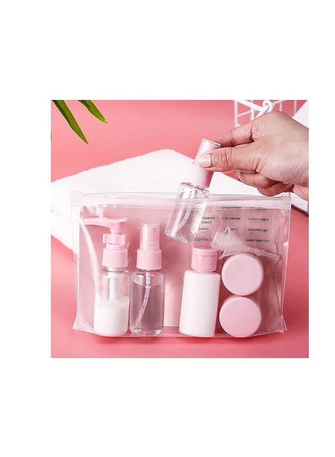 wolpin Transparent Travel Spray Bottles Set – Empty Refillable Cosmetic Bottles for Toiletries, Shampoo, Cream, Perfume with Travel Pouch (Reusable & Leakproof) - Image 2
