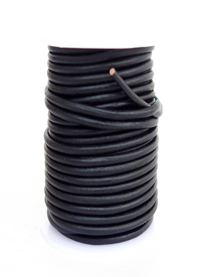 Cords Craft® Round Leather Cord for Round Bracelet, Necklaces Plain Genuine Leather Cord 3.0MM A1 Black - Image 1
