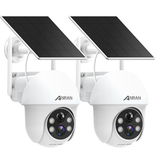 ANRAN 2K Security Camera Wireless Outdoor, Solar Outdoor Camera with 360° View, Smart Siren, Spotlights, Color Night Vision, PIR Human Detection, Pan Tilt Control, 2-Way Talk, Q01W 2 Packs - Image 1
