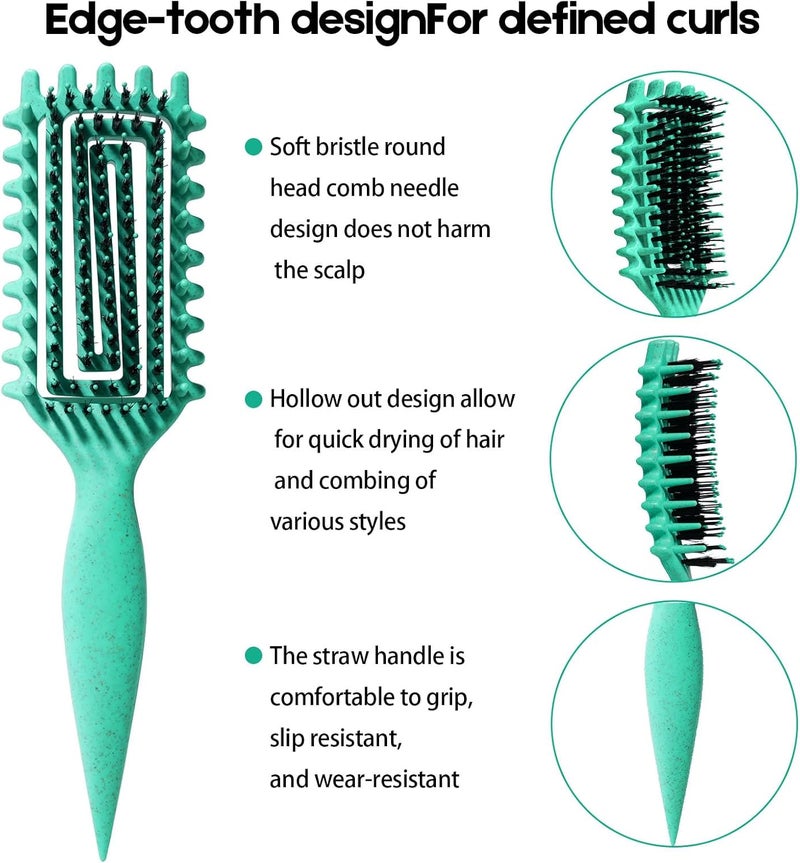 MMBVSZ Curly Hair Brush Candybrush Curl Defining Brush for Detangling Shaping and Defining Curls for Women, Men, Wet & Dry Hair (Green Pink) - Image 2