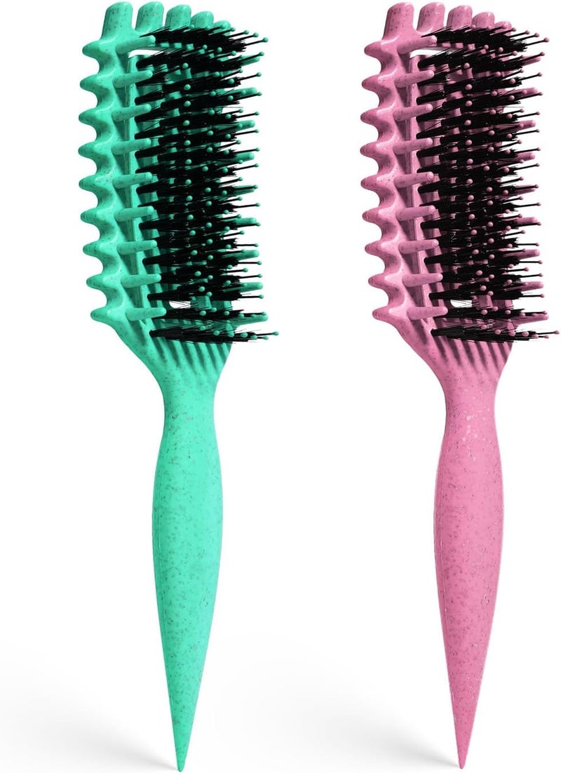 MMBVSZ Curly Hair Brush Candybrush Curl Defining Brush for Detangling Shaping and Defining Curls for Women, Men, Wet & Dry Hair (Green Pink) - Image 1