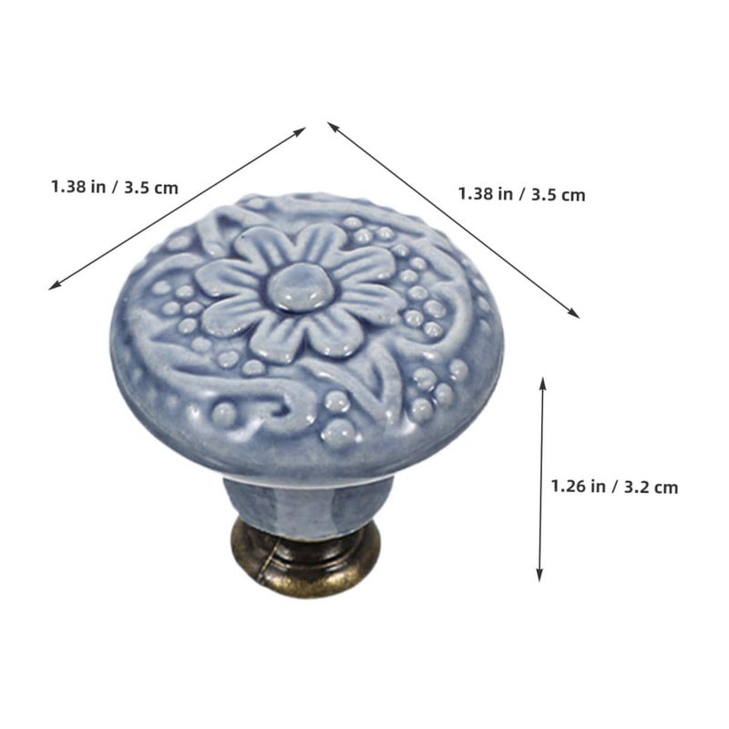 Ceramic Cabinet Door Handles Drawer Pulls 10Pcs Retro Pattern Furniture Hardware Knobs - Image 3