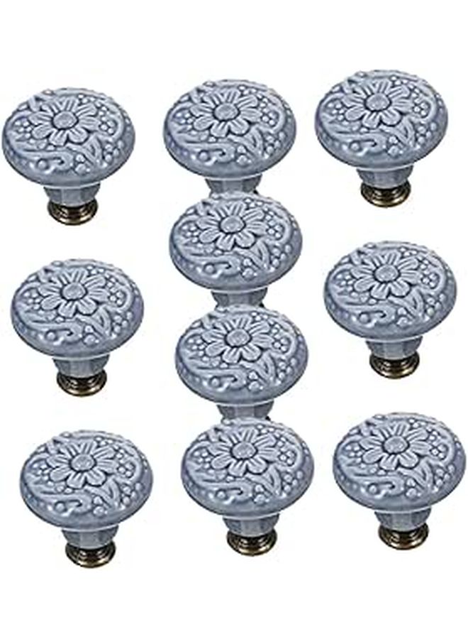 Ceramic Cabinet Door Handles Drawer Pulls 10Pcs Retro Pattern Furniture Hardware Knobs - Image 1