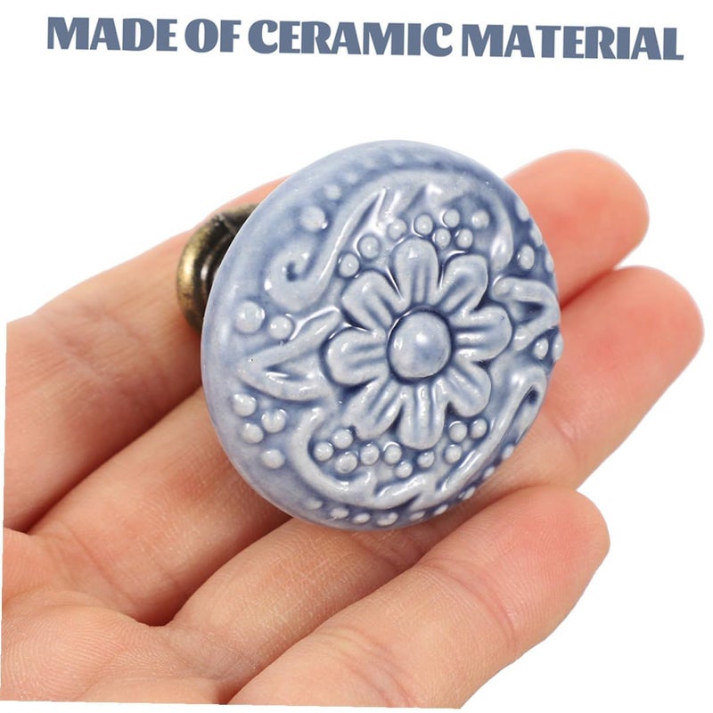 Ceramic Cabinet Door Handles Drawer Pulls 10Pcs Retro Pattern Furniture Hardware Knobs - Image 5