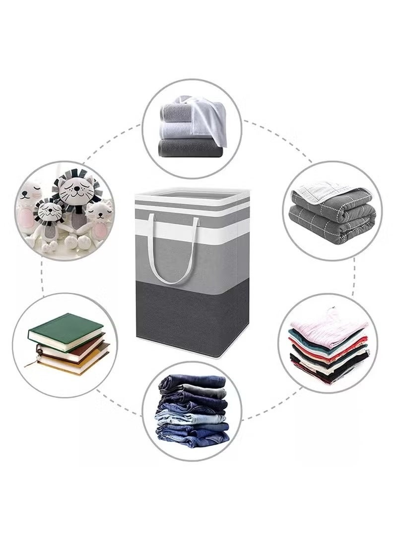 عبوتان من سلال الغسيل، سلة غسيل قابلة للطي، سلة ملابس مستقلة مقاومة للماء مع مقابض سهلة الحمل في غرفة الغسيل أو غرفة النوم أو الحمام أو السكن الجامعي للبالغين، لون رمادي - Image 5