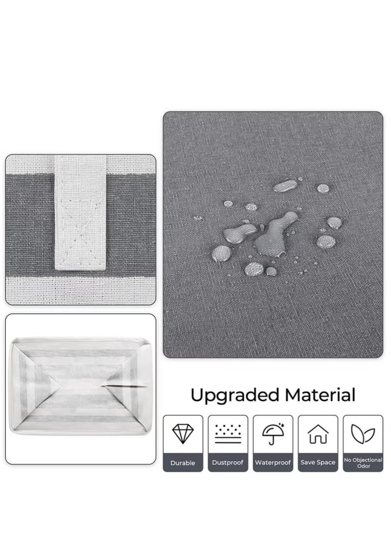 عبوتان من سلال الغسيل، سلة غسيل قابلة للطي، سلة ملابس مستقلة مقاومة للماء مع مقابض سهلة الحمل في غرفة الغسيل أو غرفة النوم أو الحمام أو السكن الجامعي للبالغين، لون رمادي - Image 3