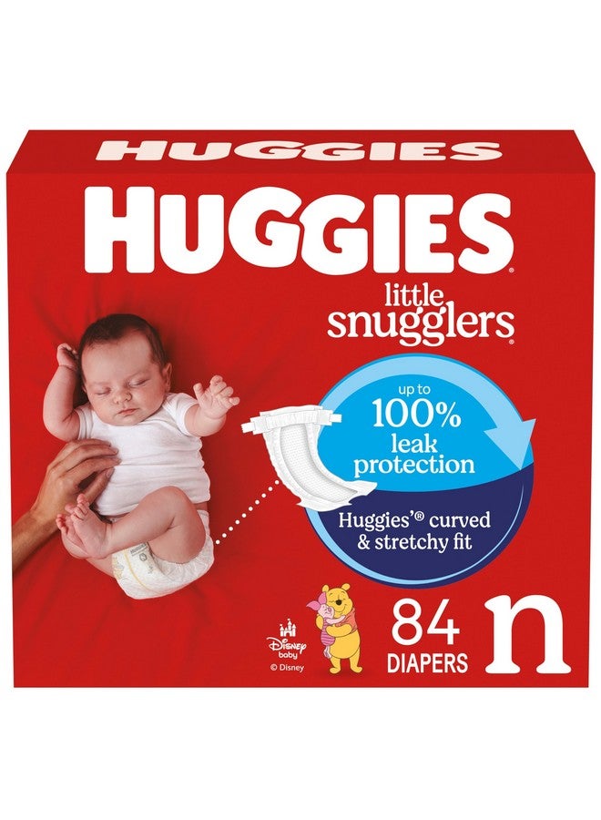 HUGGIES حفاضات هاجيز حجم حديثي الولادة، حفاضات بيبي ليتل سنجلرز، حجم حديثي الولادة (حتى 10 أرطال)، 84 قطعة، قد يختلف التعبئة والتغليف - Image 1