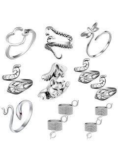 RechicGu 12Pcs Adjustable Silver Knitting Ring Loops Crochet Accessories Yarn Guide Finger Holder Thimble Tool & Accessories Set For Finger Protection (Silver)  - Image 1