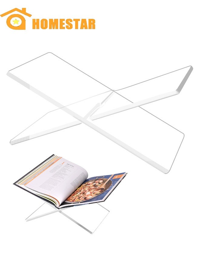 HOMESTAR Acrylic Book Stand, Functional Clear Extra Thick Acrylic Book Display Stand, Book Stand for Reading, Book Holder for Open and Closed Books - Image 1
