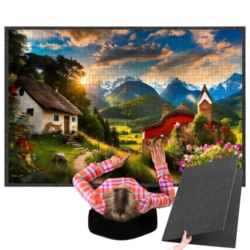 Blosssound بلاسووند رمادي داكن 55 × 37 لباد لوحة الألغاز القابلة للطي لـ 3000 قطعة كبيرة محمولة مصنوعة من الفelt غير قابلة للانزلاق تخزين اللوحة - Image 1