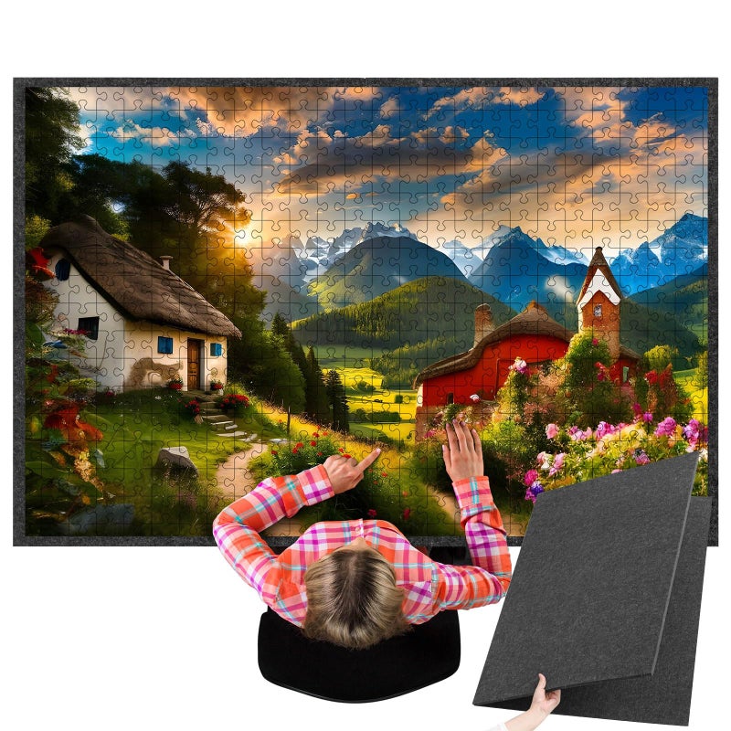 Blosssound بلاسووند رمادي داكن 55 × 37 لباد لوحة الألغاز القابلة للطي لـ 3000 قطعة كبيرة محمولة مصنوعة من الفelt غير قابلة للانزلاق تخزين اللوحة - Image 3