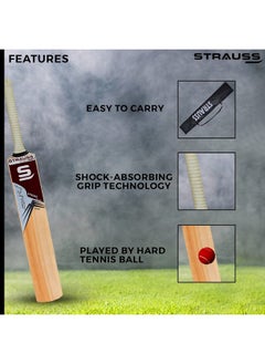 STRAUSS Strauss Cricket Bat | Edition: 5000 | Kashmir Willow | Size: SH | Tennis & Synthetic Ball Cricket Bat | Tennis Cricket Bat  - Image 4
