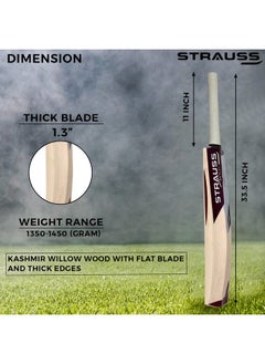 STRAUSS Strauss Cricket Bat | Edition: 5000 | Kashmir Willow | Size: SH | Tennis & Synthetic Ball Cricket Bat | Tennis Cricket Bat  - Image 2