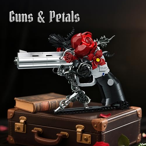 ILIEMOC Building Blocks Gun Revolver Set 631 PCS Brick Pistol Model Kit with Roses Creative Mechanical Block Gun Compatible with Lego 853792 Accessory Toy for Kid Adults Home Decor - Image 5