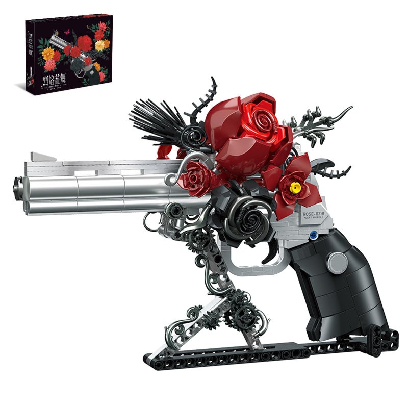 ILIEMOC Building Blocks Gun Revolver Set 631 PCS Brick Pistol Model Kit with Roses Creative Mechanical Block Gun Compatible with Lego 853792 Accessory Toy for Kid Adults Home Decor - Image 3