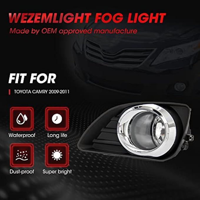 WEZEMLIGHT Fog Lights Assembly Replacement For 20102011 Toyota Camry Included Switch And Wiring KitClear Lens - Image 4