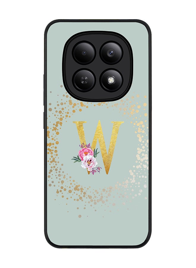 For Xiaomi Redmi Note 15 4G Case,Slim fit Camera Protection, Shockproof Thin Phone cover  - Custom Monogram Floral - W  (Light Grey )