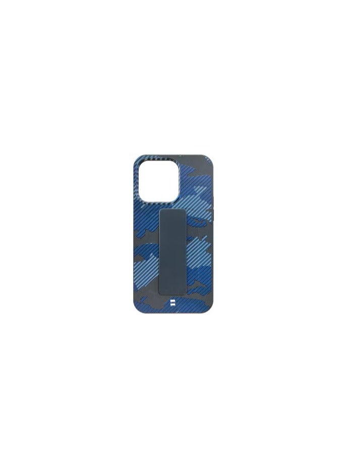 CATANES iPhone 13 Pro Hybrid Anti Drop Case with Hand Grip and Lanyard Strap Camouflage Marine Blue - Image 1