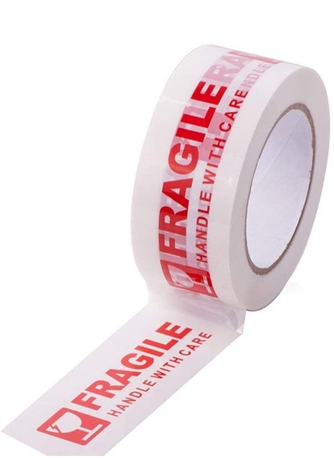 Fragile Tape Roll 5 cm Width x 66 meters Length Strong Adhesive Red Fragile Handle with Care Warning Packing Tape for Shipping and Moving (1 Roll)